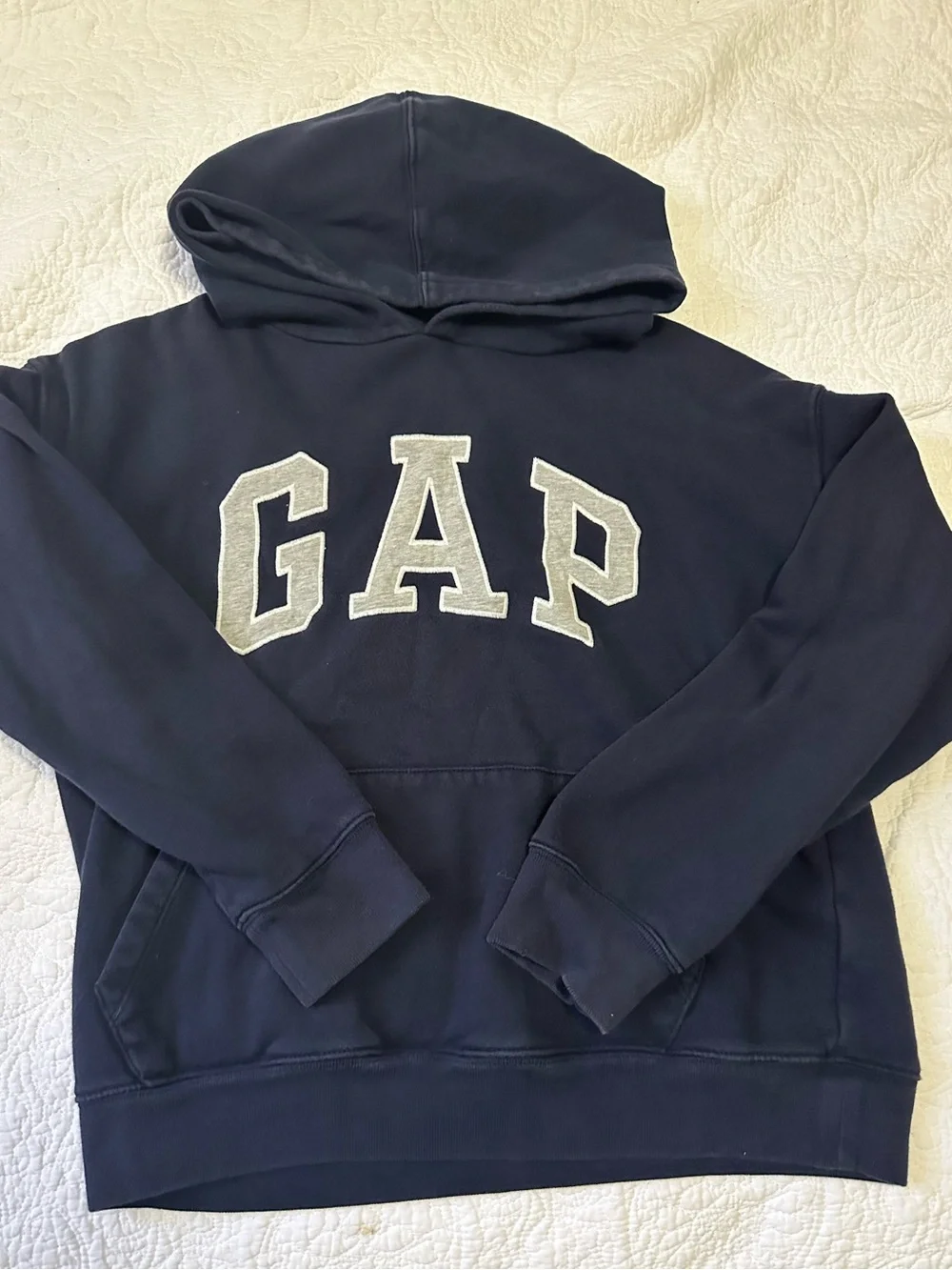GAP Kids Dark Navy Hoodie with Gray Lettering
